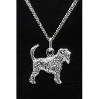 MOOYE ® - Collectie Zilveren Russian terrier zwart met staart ketting hanger - groot