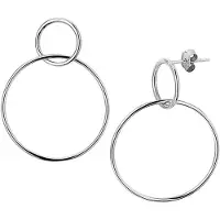 Trendjuwelier huiscollectie Oorhangers Rondjes Zilver Gerhodineerd Glanzend 39 mm x 28 mm