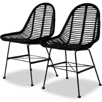 vidaXL Eetkamerstoelen natuurlijk rattan zwart 2 st online kopen