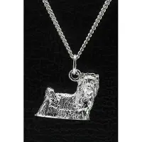 MOOYE ® - Collectie Zilveren Yorkshire terrier met staart - omkijk ketting hanger - groot