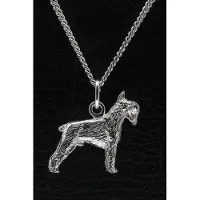 MOOYE ® - Collectie Zilveren Schnauzer dwerg oren gecoupeerd ketting hanger - groot