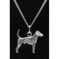 MOOYE ® - Collectie Zilveren Duitse jachtterrier met staart ketting hanger - groot