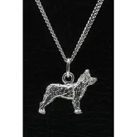 MOOYE ® - Collectie Zilveren Pyrenese herder ketting hanger - oren gecoupeerd - groot