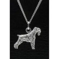MOOYE ® - Collectie Zilveren Riesen schnauzer oren ongecoupeerd ketting hanger - groot