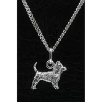 MOOYE ® - Collectie Zilveren Australische terrier met staart ketting hanger - klein