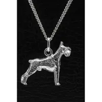 MOOYE ® - Collectie Zilveren Schnauzer middelslag oren gecoupeerd ketting hanger - groot