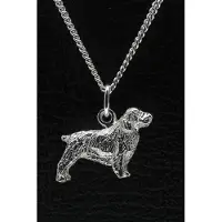 MOOYE ® - Collectie Zilveren Clumber spaniel ketting hanger - groot