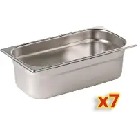 Vogue Gastronormbakken Vogue, RVS, 7x GN 1/4, 100mm diep
