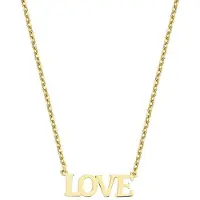 New Bling Goud 9NBG-0031 14 Karaat Gouden Collier met Hanger - Love - Goud