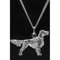 MOOYE ® - Collectie Zilveren Engelse setter ketting hanger -groot