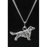 MOOYE ® - Collectie Zilveren Field spaniel met staart ketting hanger - groot