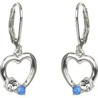 Traveller - oorhangers - zilver 925 met Swarovski kristallen blauw & wit - Hartje Cara - #545210