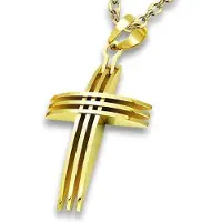Montebello Ketting Bolt Goldy - 316L Staal PVD - Kruis - 50x34mm - 60cm