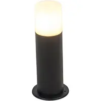 QAZQA Staande buitenlamp zwart met opaal kap wit 30 cm IP44 - Odense