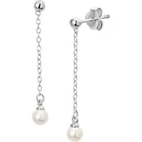 Trendjuwelier huiscollectie Oorhangers Parel Zilver Gerhodineerd Glanzend