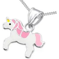 Montebello Princess by Montebello, zilveren kinderhanger eenhoorn, Unicorn Pink