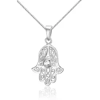 Montebello Ketting Ghamsa - Dames - 925 Zilver - Zirkonia - 16 x 28 mm- 45 cm