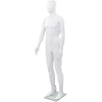 vidaXL Etalagepop mannelijk met glazen voet 175 cm glanzend wit