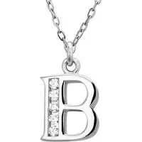 Montebello Ketting Letter B - Dames - Zilver gerhodineerd - Zirkonia - 45 cm