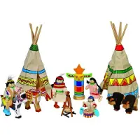 Goki Houten buigpopjes set indianen 9-11cm