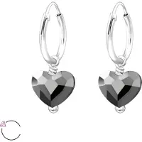 Montebello Oorbellen Liefke Grey - 925 Zilver - Swarovski - Hart - Ø8mm