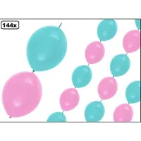Themaparty 144x Knoop ballonnen licht roze/licht blauw