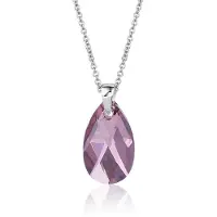 Montebello Ketting Jan DZ511 - Swarovski Druppel - 925 Zilver Gerhodineerd - 16mm - 50cm