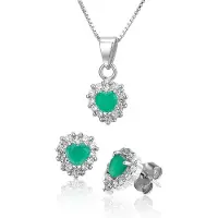 Montebello Ketting Musa - 925 Zilver Gerhod. - Hart - ∅15mm - 45cm + Oorbellen