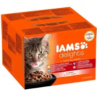 IAMS Delights Land en Zee collectie in Jus - Kat - Natvoer - 24 x 85 gr