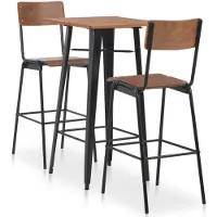vidaXL 3-delige Barset staal bruin zwart