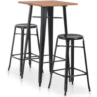 vidaXL 3-delige Barset staal zwart