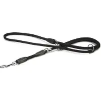 Beeztees leren dressuurlijn Buffalo rond. Zwart. 200 cm x 10 mm.