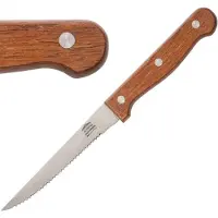 Olympia Steakmes RVS Bruin Hout Gekarteld 21,5cm | 12 stuks