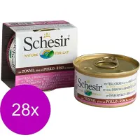 Schesir Kat Blik Gekookte Vis 85 g - Kattenvoer - 28 x Tonijn&Kip&Rijst