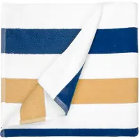 The One Towelling Strandlaken Streep Navy/Gold