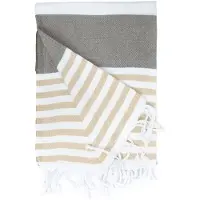 The One Towelling Hamamdoek Marine Bruin Creme