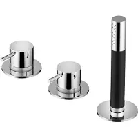 Hotbath Cobber CB175 3-gats Badrandcombinatie - Geborsteld Nikkel - Messing - Kranen, Badkranen, Badrandkranen - 8721333307254