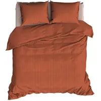 Satin d'or Dekbedovertrek Streep Terracotta Satijn-260 / 270 x 200 / 220 cm | Extra Breed