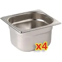 Vogue Gastronormbak met deksel Vogue, GN 1/6, geschikt voor houder CC051, 4 stuks
