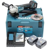 Makita DGA515RTJ DGA515RTJ Haakse accuslijper 125 mm Incl. 2 accus, Incl. lader 18 V 5 Ah