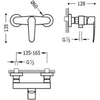 Tres flat douchemengkraan chroom 20416701