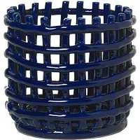 Ferm Living Ceramic gevlochten mand Ø16 cm Blauw