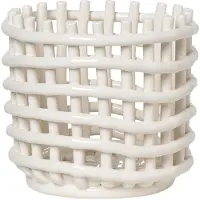 Ferm Living Ceramic gevlochten mand Ø16 cm Off white