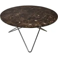 OX Denmarq O Table salontafel bruin marmer, zwartgelakt onderstel