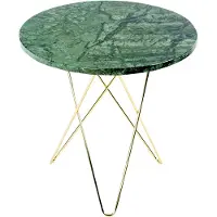 OX Denmarq Tall Mini O Side Table Ø50 Cm Brass Frame/ Marble - Salontafels Marmer Green - OX30103-23