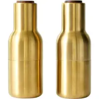 Menu Bottle Grinder kruidenmolen metaal 2-pack Brushed brass (deksel van walnoothout)