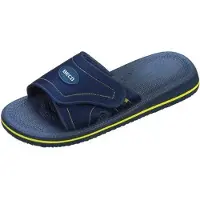 Beco badslippers met klittenband unisex blauw/geel