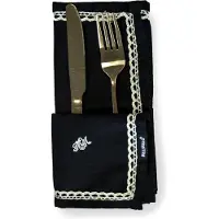 Melli mello - Servetten Zwart 2 Stuks - Katoen - 42x42 cm - Gouden Rand - Luxe Design