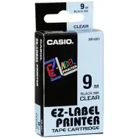 Casio XR-9X1 Labeltape Tapekleur: Transparant Tekstkleur: Zwart 9 mm 8 m