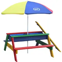 Axi Nick Zand & Water Picknicktafel in Regenboog kleuren - Incl. hoogte verst. Parasol - FSC hout - Picknick tafel voor kinderen van hout